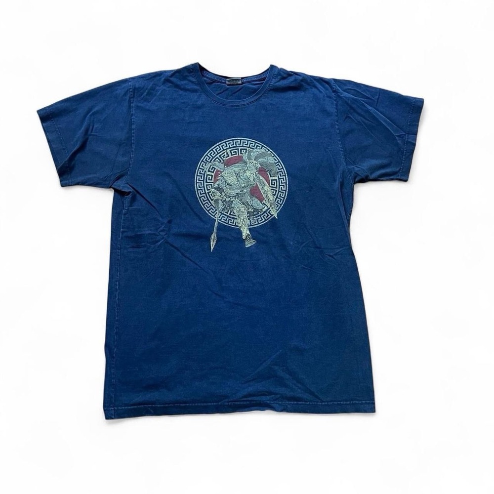 Graphic Blue T-Shirt Men's Size Large Short Sleeve Y2K